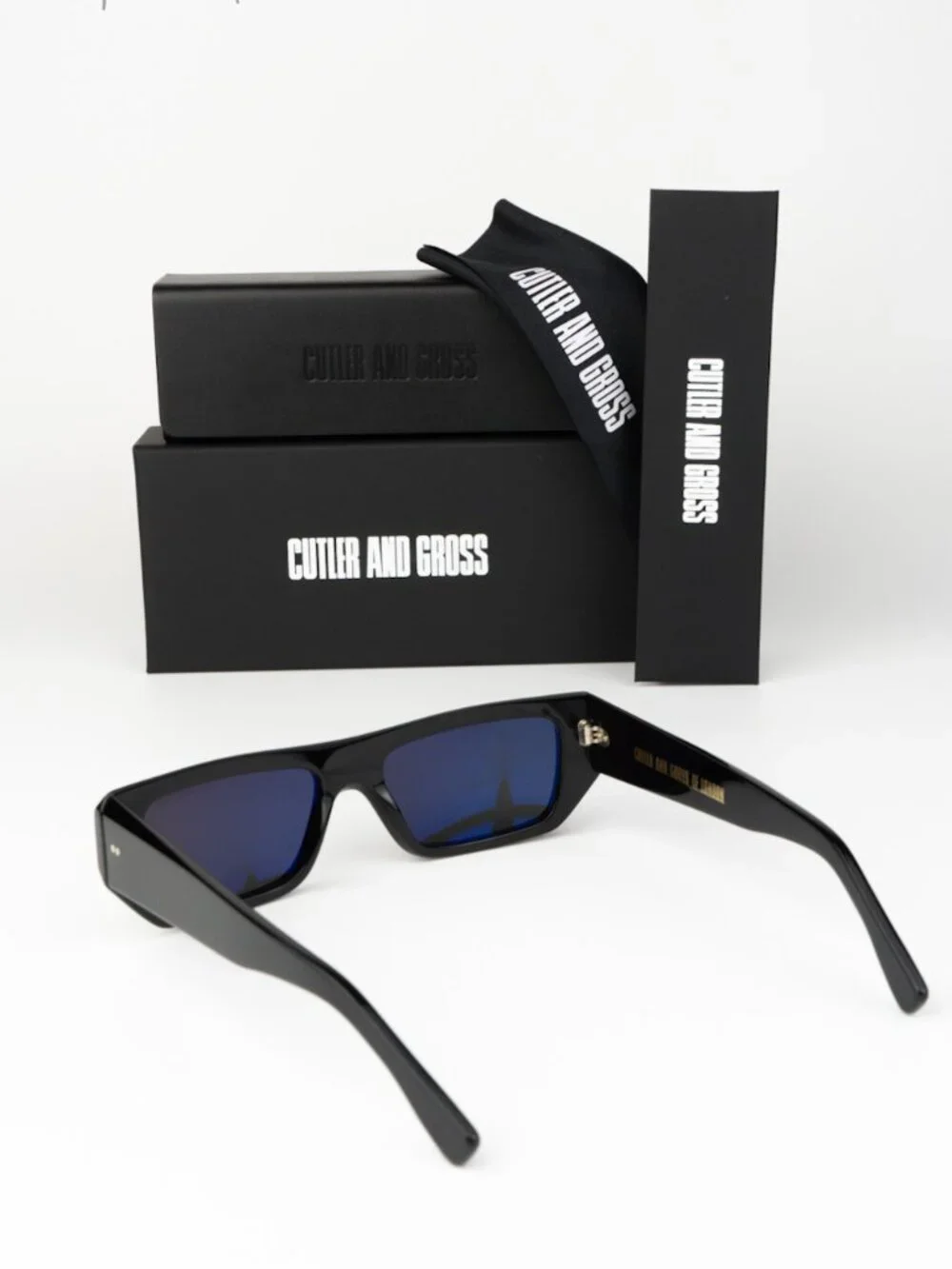 Cutler and Gross Men Sunglasses Black Red Rectangle CGSN1367 003 NEW AUTHENTIC